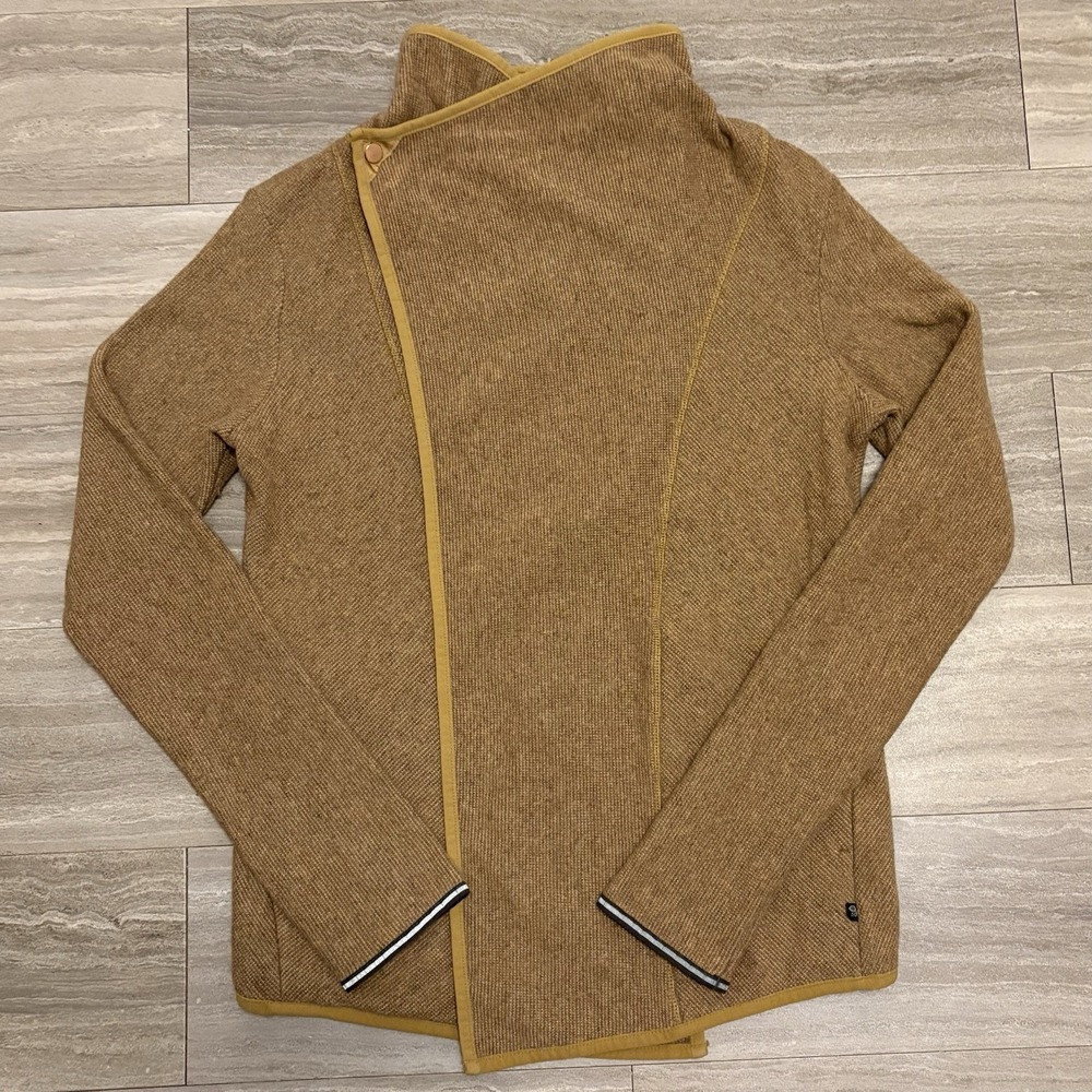 Mountain Hardwear Womens Asymmetrical Wrap Jacket Brown Marl Knit Size S Small